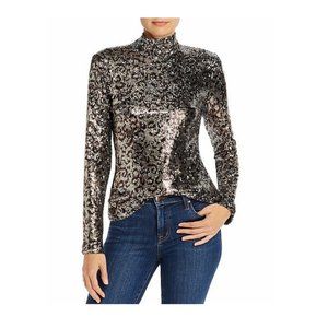 Milly Silver Sequin Long Sleeve Top